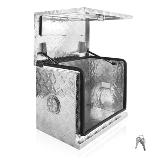 Fsehyue 24x16x20 Inch Aluminum Generator Toolbox Heavy Duty Generator Storage Box Waterproof Truck Storage Organizer with Lock Keys Vent Hole Cable Entry Hole Suitable for RV Garage Trailer Silver