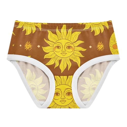 Yellow Suns Crescent Moons Brown Girls Underwear Toddler 2t Cotton Panties Little Girl Animals Undies Kids Briefs