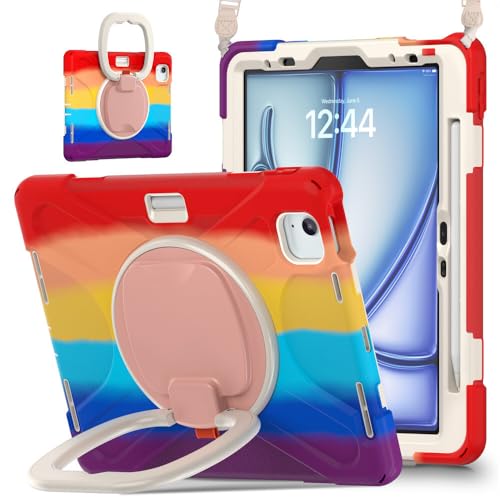 Housse de protection iPad Air 11 M3 antichoc rouge avec béquille
