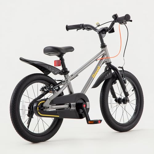 RoyalBaby EZ Fride Kids Bike, Lightweight Aluminum 2-in-1 Balance to Pedal Bike with One-Key Switch, 16 Inch for Age 4-7 Years, Gray