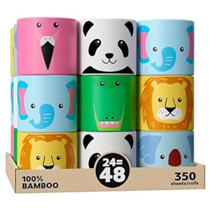 100% Bamboo Toilet Paper 3 Ply – Organic Toilet TIssue – 24 Mega Rolls & 350 Sheets Per Roll – Plastic Free, FSC Certified, Septic Safe, PFAS & BPA Free