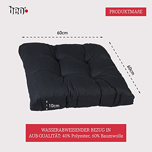Beo 2x Sitzkissen 60x60 cm wasserabweisend für Lounge Gartenmöbel | Made in EU Lounge-Kissen Grau | Stuhlkissen mit… – Bild 4