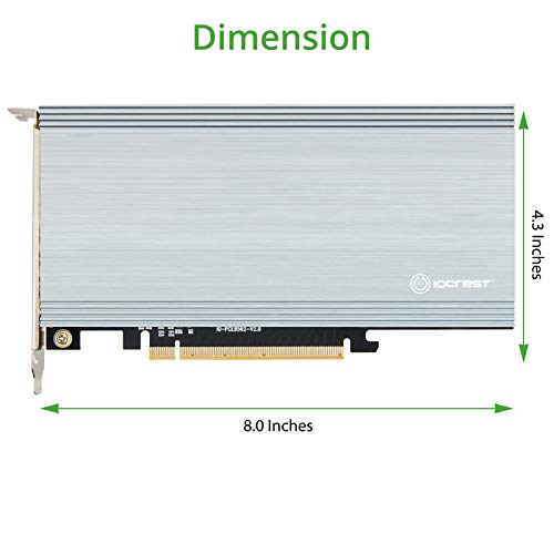 Quad M.2 NVMe Ports to PCIe 3.0 x16 Bifurcation Riser Controller - Support Non-Bifurcation Motherboard