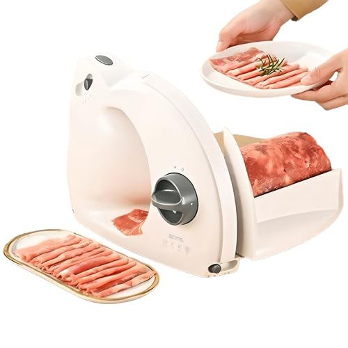 FfiMe Electric Food Slicer, Removable 17cm Stainless Steel Blade and Food Carriage, Three-level Adjustable Thickness Food Slicer Machine for Meat, Cheese, Bread