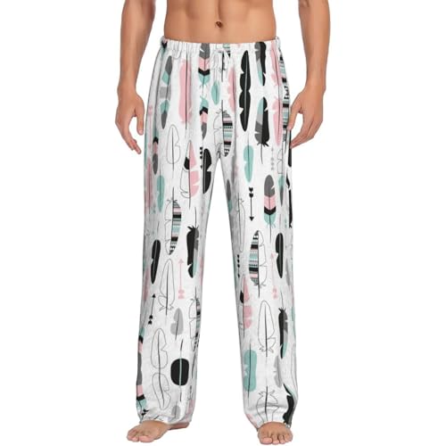 Pantalon de pyjama léger pour homme en textile fluide premium imprimé plumes