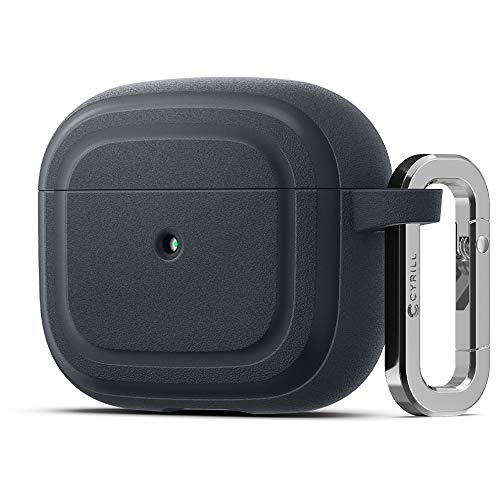 CYRILL Cover per Airpods 3 2023, Custodia Progettato per AirPods 3 (2021) Custodia Rigida Protettiva Antiurto in TPU con moschettone [LED Anteriore visibile] - Grigio Scuro