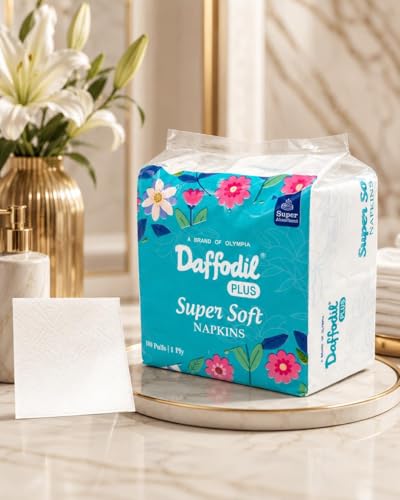 Image of DAFFODIL 1 Ply Tissue Paper Napkins - 100 Pulls | Soft Disposable Paper Napkins for Dining Table, Parties, Restaurants, Cafes, Office Pantry & Everyday Use | Hygienic Table Tissue Paper (1)