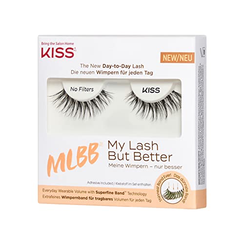 Image of KISS MLBB My Lash But Better False Eyelashes, Everyday Wearable Volume with Superfine Band Technology, Easy To Apply, Reusable, Cruelty-Free, Contact Lens Friendly, Style 'No Filters', 1 Pair