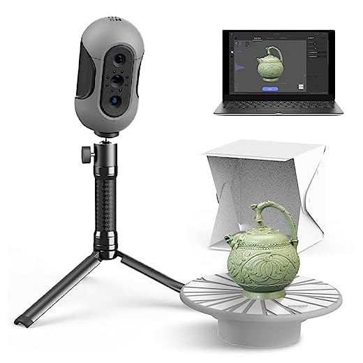 Mole 3D Scanner, 0.1mm Resolution, 0.05mm High Accuracy with 10fps Scan Speed, Supporting Handheld Turntable Dual Modes Color Scanning, Compatible with Win10/MasOS (Luxury Version)