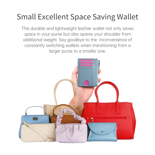 Image of Slim Wallet for Women Small Leather RFID Blocking Credit Card Holder Minimalist Front Pocket Wallet with Coin Purses & Pouches,Blue