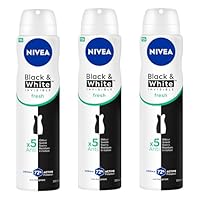 NIVEA Black & White Invisible Fresh Anti-Perspirant Aerosol Deodorant 250ml | 5-in-1 Protection Against Odour, Sweat, Stains, Residue & Irritation | 72-Hour Active Protect | Women's Spray Deodorant