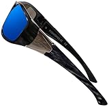 Fishoholic Gafas de sol polarizadas de pesca (9 opciones), funda rígida y bolsa, UV400, gran regalo de pesca para padre, hombres y mujeres (espejo azul)