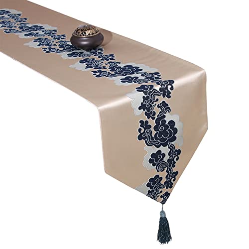 Chemin de table bleu à pompon WXKAGF pour une décoration de table élégante et longue