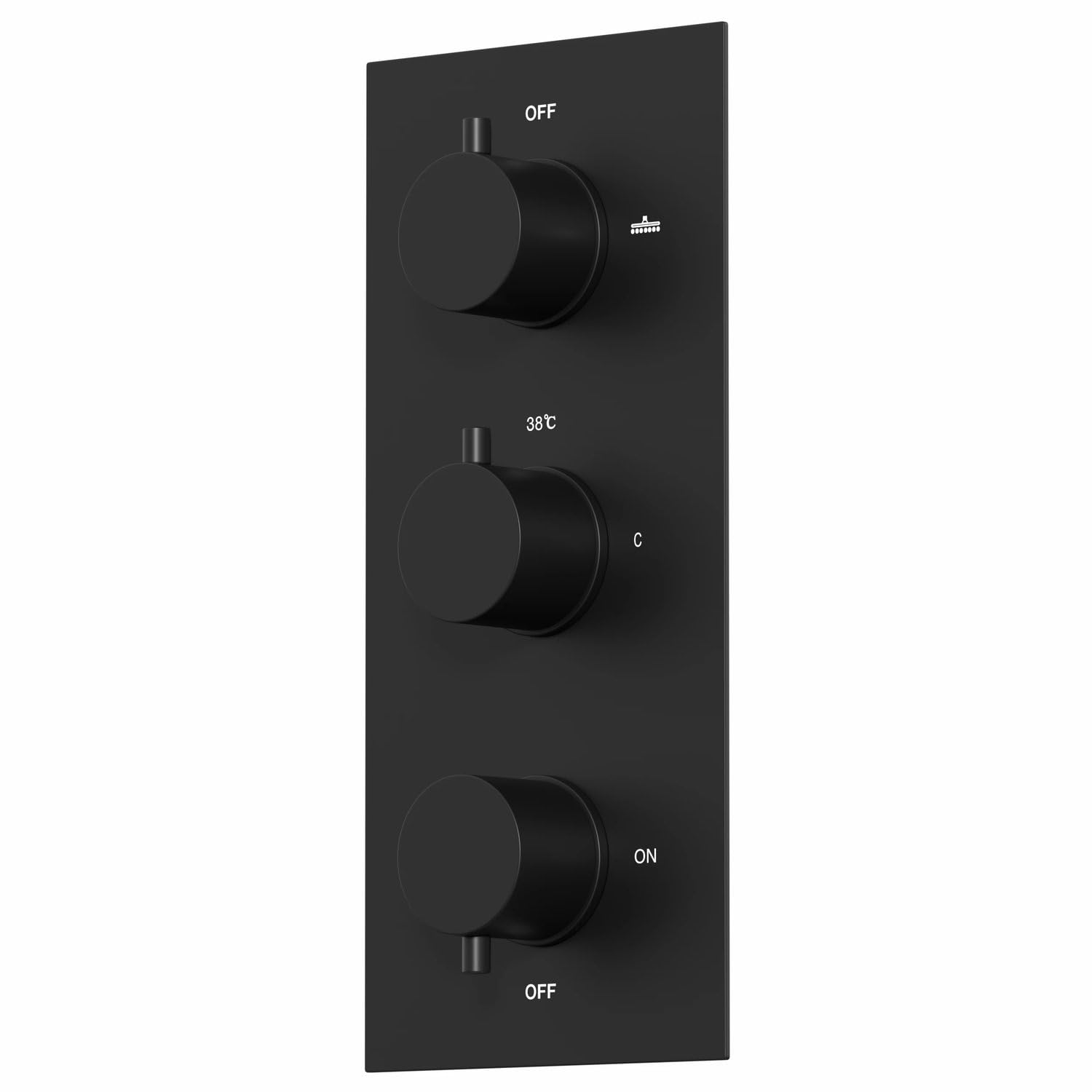 Architeckt® Thermostatic Bathroom Shower Mixer Valve Concealed Triple Outlet Wall Mounted Round Controls Diverter Modern, Matt Black
