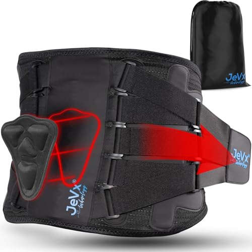 JEVX Faja Lumbar Hombre y Mujer Trabajo, con Soporte Biónico para Dolor de Espalda, (Bolsa Calor o Frío NO INCLUIDA), Deportiva, Cinturón Abdominal Transpirable, Lesión de Columna, Deporte Ciática L