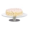 Relaxdays taartplateau draaibaar, op voet, Ø 30 cm, voor cake, glas, roestvrij staal, glazen taartschaal, transparant