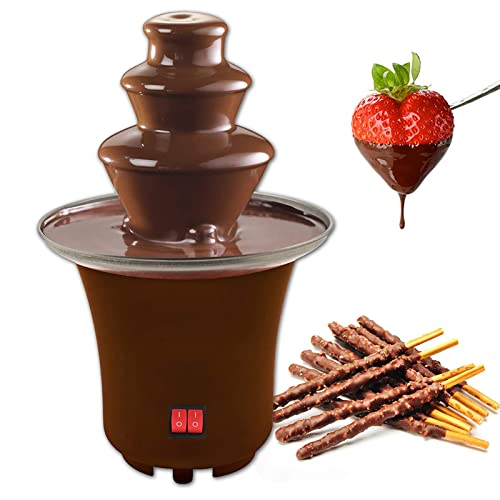Máquina elétrica de derretimento de 3 camadas, fonte de fondue de chocolate, mini pote de fondue de chocolate quente em cascata, festa em casa para queijo, molho de churrasco, frutas, rancho, licores