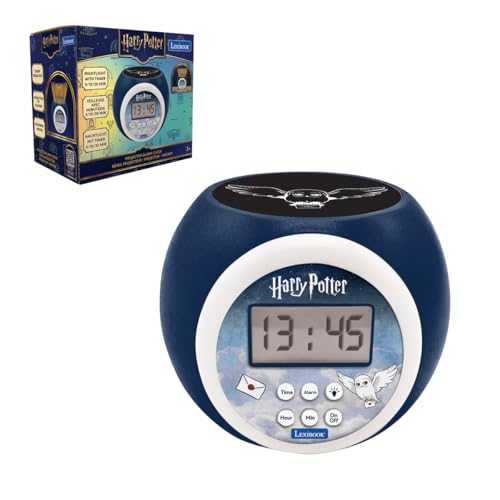 LEXIBOOK, Despertador proyector Harry Potter Hedwig, Proyección en el Techo, LCD retroiluminado Azul, Pantalla 12/24H, Alarma con función de repetición, Azul Oscuro, RL977HP1