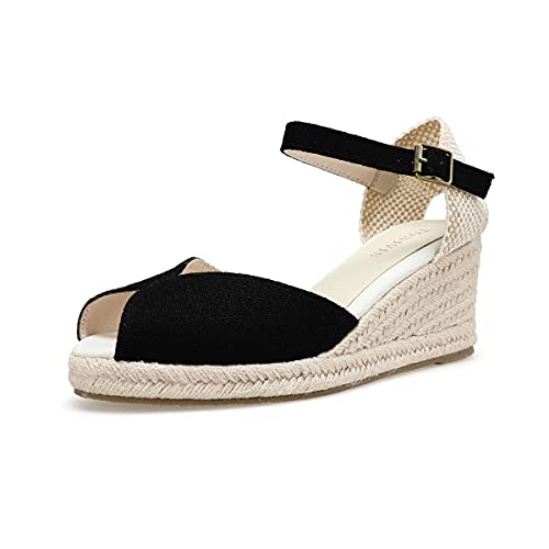 Image of Women's Espadrille Wedge Sandals Closed Toe Lace-Up Shoes