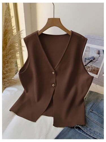 Floerns Women's Plus Size V Neck Sweater Vest Sleeveless Button Up Knitted Pullover3