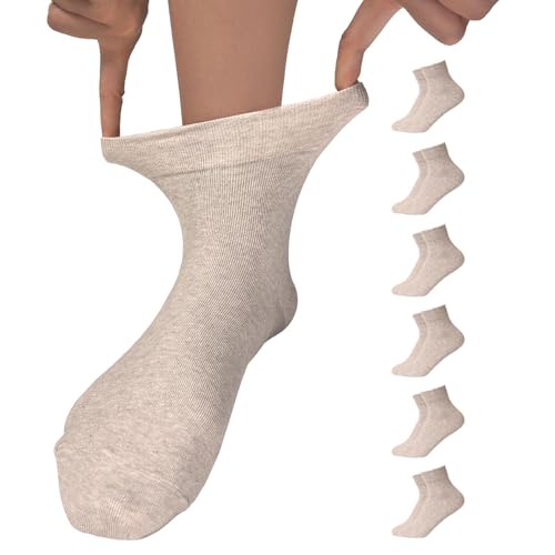 Image of Women's Diabetic Socks - 6 Pairs, Non-Binding, Soft Cotton, Comfort Fit, Breathable & Trendy, Made in Korea, Size 5-9
