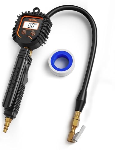Image of AstroAI 3-250 PSI Digital Tire Pressure Gauge Inflator, Heavy Duty Professional Air Compressor Accessories, ANSI B40.7 Grade 2A, Swivel Brass Air Chuck Compatible for Car /SUV /Truck /RV