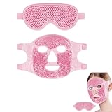 Cooling Eye Mask for Hot & Cold Therapy – Gel Beads Face Mask for Migraine Relief, Puffy Eyes, Sinus Pain, Acne, Headaches, Spa Treatments, and Face Puffiness – Set of 2 (Pink)