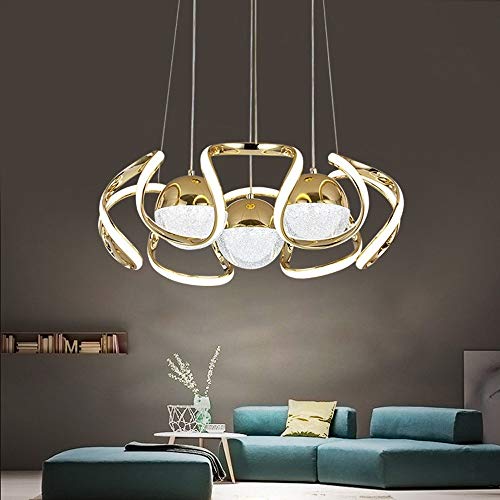 Chandelier LED 3 branches dimmable en spirale de fer forgé pour salon moderne