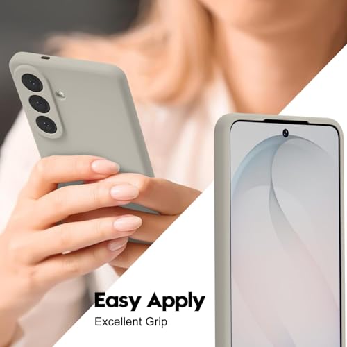 Image of DIZORO Microfiber Candy Case Compatible with Samsung S26 Plus 5G Smooth Touch Cushion Liquid Soft Silicone Gel Rubber Phone Cases Non-Slip Full Body Protective Shockproof Back Cover - Titanium