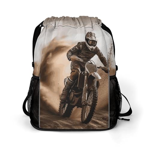 Sac à dos de motocross léger avec cordon de serrage pour homme et femme 45,5x41,5 cm