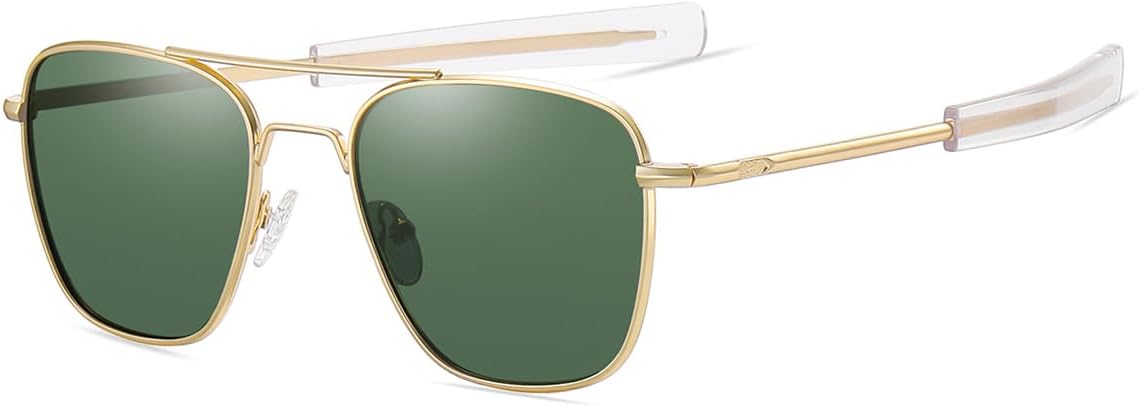 Gleyemor Polarized Square Aviator Sunglasses for Men Retro Military Tough Guy Style Shades