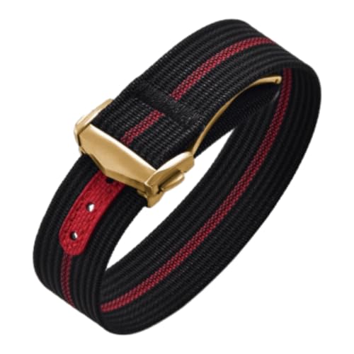 Bracelet nylon côtelé 18/20/22mm à boucle pliante pour montre