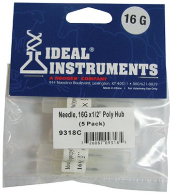 neogen corporation 9318 5 Pack, 16 Gauge, 1/2" Poly Hub Disposable Needles
