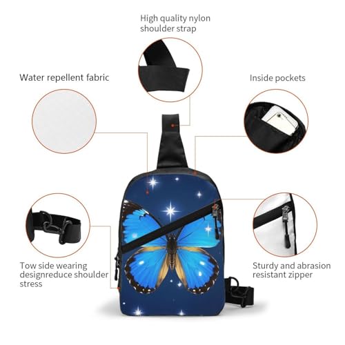 Background with Night Butterflies Print Men's and Women's Foldable Crossbody Bag,Sports Crossbody Bags,and Daily Chest Bags3