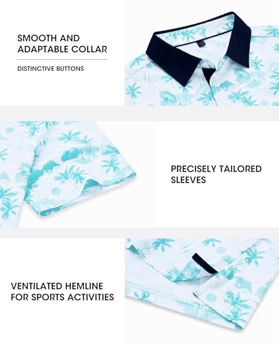 Mens Polo Shirts Stretch Dry Fit Printed Golf Shirt Summer Party Beach Tops - image 5