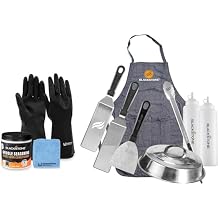 Blackstone Griddle Grill Accessories Kit, Griddle Cast Iron Seasoning Conditioner, and Gloves and Cloth Included