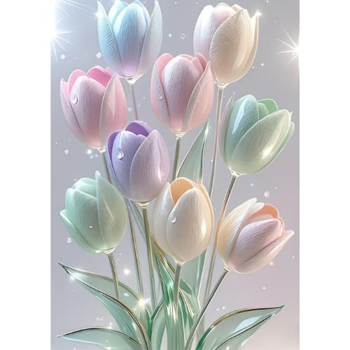 Arte de diamantes para adultos de tulipanes, el regalo ideal de relajación