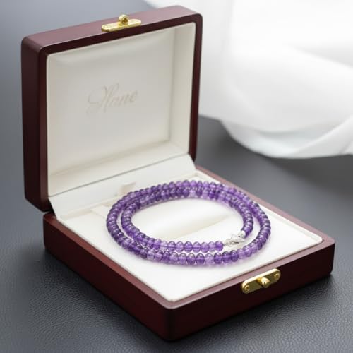 Collier en améthyste naturelle violette ronde 5-8 mm de 45 cm - 5