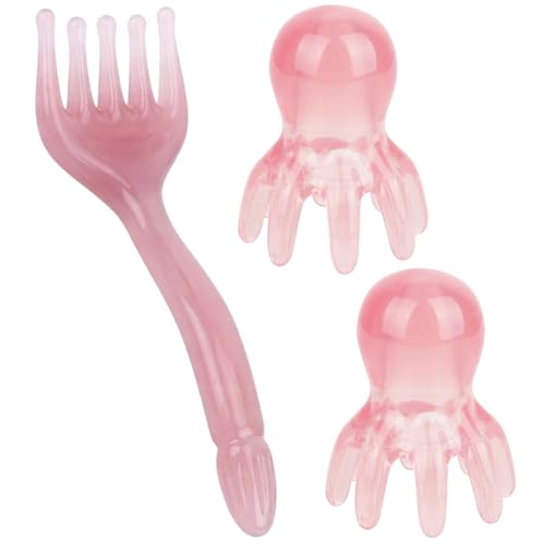 MIJIJHH 4pcs Head Spa Tools Set, Scalp Massager Comb with Acupressure Chart and Octopus Massagers, Scalp Massage Tools for Relaxation, Home Spa Care
