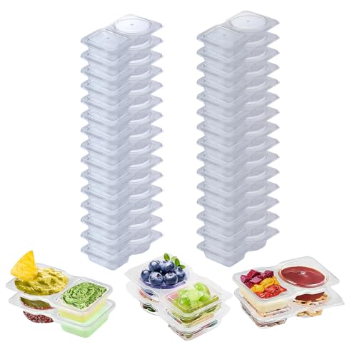 Qewro 30 Sets Double Compartment Condiment...