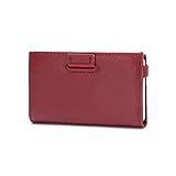 iPulse Minimalist Slim Wallet With RFID Protection - Tokyo Series Full Grain Leather Card Holder Case With Elastic Money Clip Band - [ Handmade ] [ Hold Up To 12 Cards] [ Ultra Mini Size ] (Wine Red)