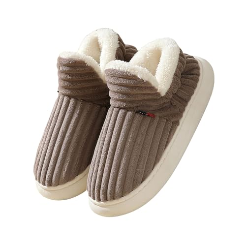 Women Men Ankle Bootie Slipper Comfy Fleece Lined Memory Foam Slippers Comfort Warm Fluffy Faux Fur Slipper Boots Puffy Cozy Stylish Slippers Winter Non Slip House Shoes for Indoor Outdoor