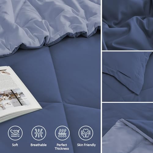 Image of FURBO Microfiber Reversible Comforter Set | Soft 200 GSM Lightweight All Season Quilt Blanket for Double Bed | Blueberry & Lavender (Without Pillow Covers)