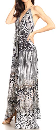 Image of Sakkas Lizi Womens Maxi High-Low Halter Handkerchief Long Dress Beach Party
