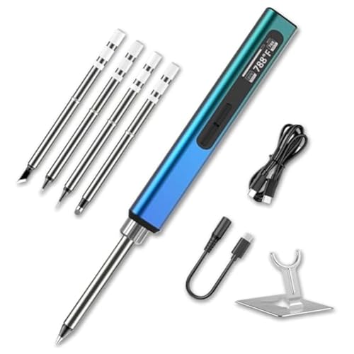 Blmirror Kit de Soldador Portátil Inteligente, Lápiz Soldador USB de 96W 24V, Suministro PD de Control PID con Puntas de Hierro Intercambiables