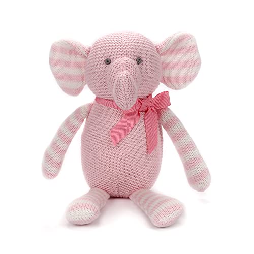 Image of FLUFFYFUN Organic Baby Toys Pink Elephant Stuffed Animals 7.1"