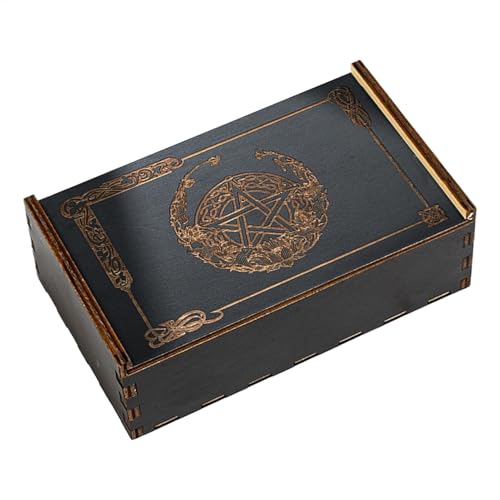 Caja de almacenamiento de madera para tarjetas de tarot, caja de baratijas de gran capacidad, soporte de dados decorativo reutilizable, portátil y elegante, decoración del hogar para mesa de