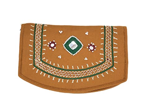 Image of SriShopify Handmade Small Women's Purse Wallet Female Hand Clutch Ladies /Girls Wallets Card Holder 2 Pocket (Mustard Pocket Pouch)