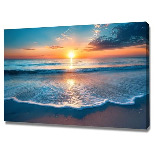 Impression sur toile de paysage marin au lever du soleil 70x100cm