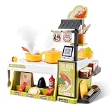 Kids Kitchen Food PlaySet - Simulated Seafood Fast Food Restaurant Toy with Cash Register, Includes Color-Changing Food Sound and Light Effects, Suitable Birthday Gift for Boys and Girls Aged 3-5